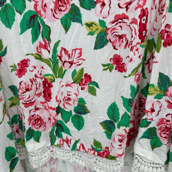 Matilda Jane Size‎ XXL Tank Top Criss Cross Back White Pink Floral Print Crochet - Picture 3 of 4